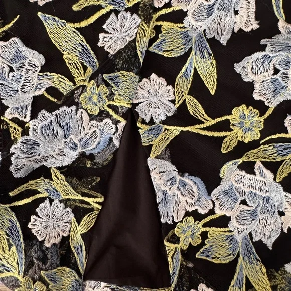 Rachel Rachel Roy Blue Floral Embroidered Sheath Dress Mesh Overlay Size 2 - Picture 10 of 13